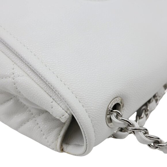 Chanel Timeless Flap CC Caviar Leather Crossbody Bag White - Picture 6 of 12